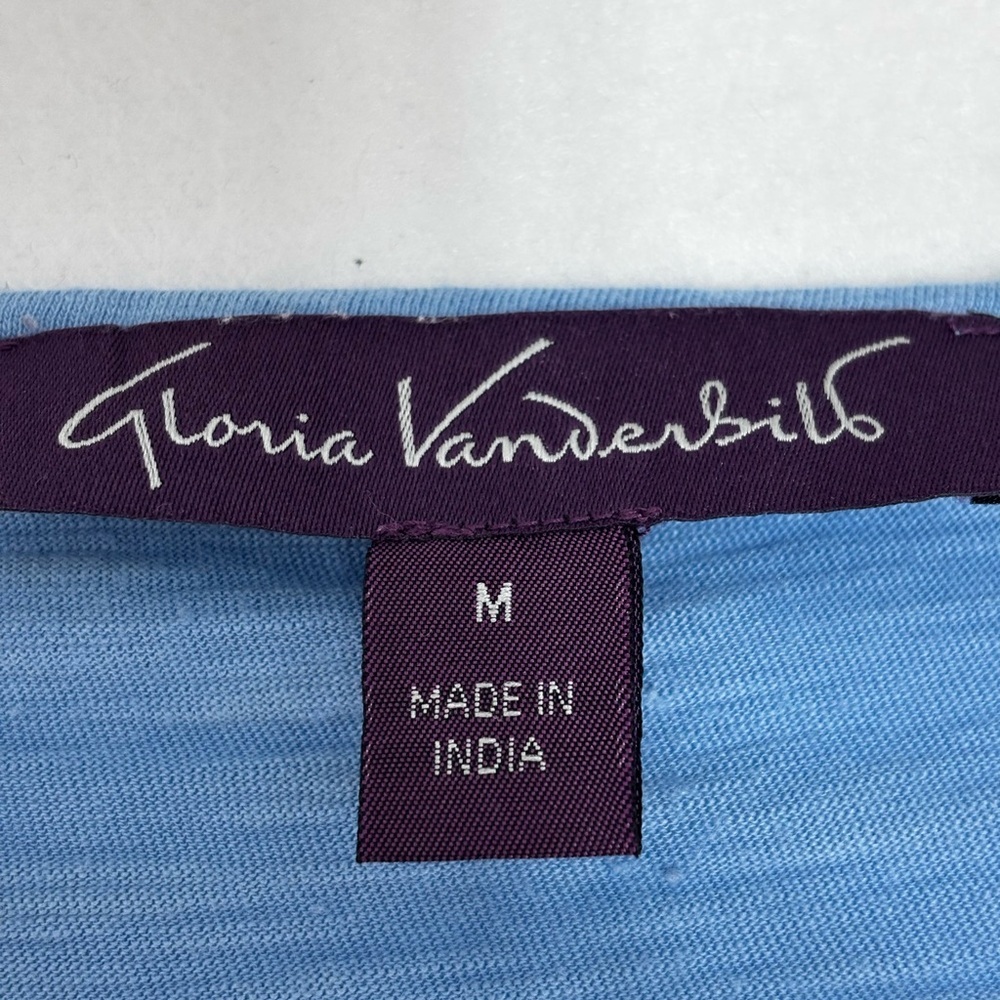 Gloria Vanderbilt Blue Crochet Lace Top M Long Sleeve Boho Casual Blouse - Picture 3 of 9